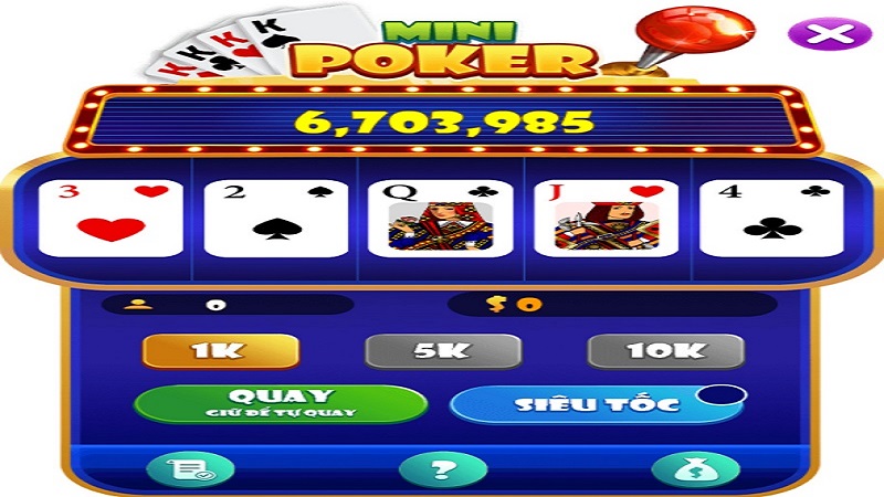 Các mức thưởng trò chơi mini poker