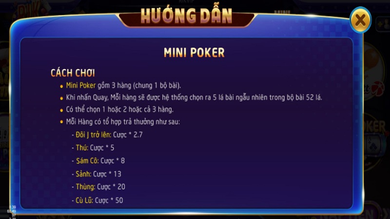 Cách quay mini poker tại nhà cái uk88