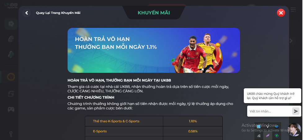 Thể lệ và điều kiện để tham gia sự kiện hoàn trả 1.1%