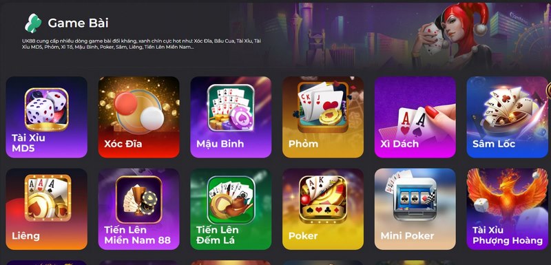 Nhà cái UK88 cung cấp hệ thống game bài chất lượng cho cược thủ